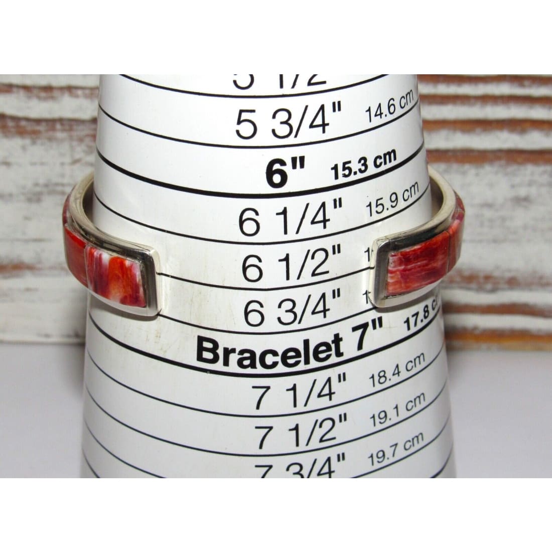 Navajo Inlay Bracelet Red & Orage Spiny Sterling Cuff Native