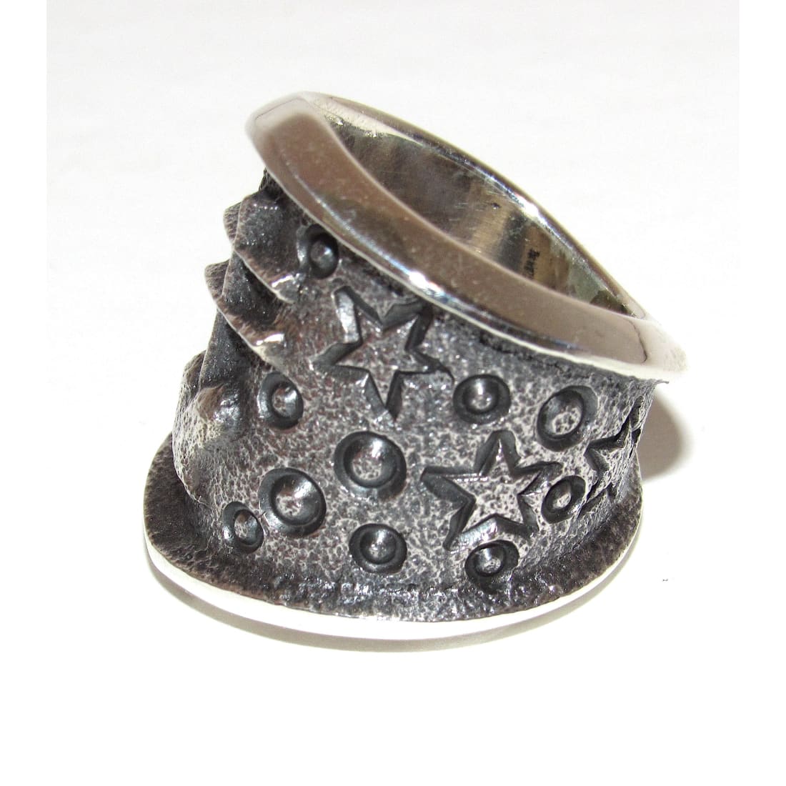 Navajo Kevin Yazzie Pueblo Cross Ring Size 8 Sand Cast Tufa