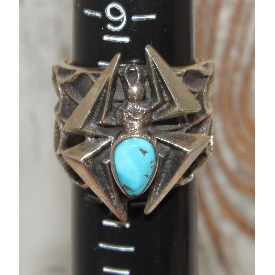 Navajo Kevin Yazzie Spider Ring Size 10 Kingman Sterling