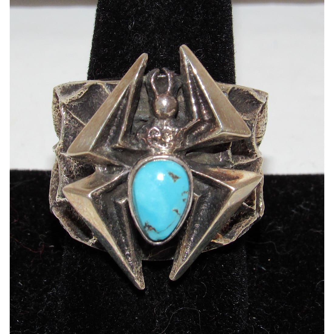 Navajo Kevin Yazzie Spider Ring Size 10 Kingman Sterling