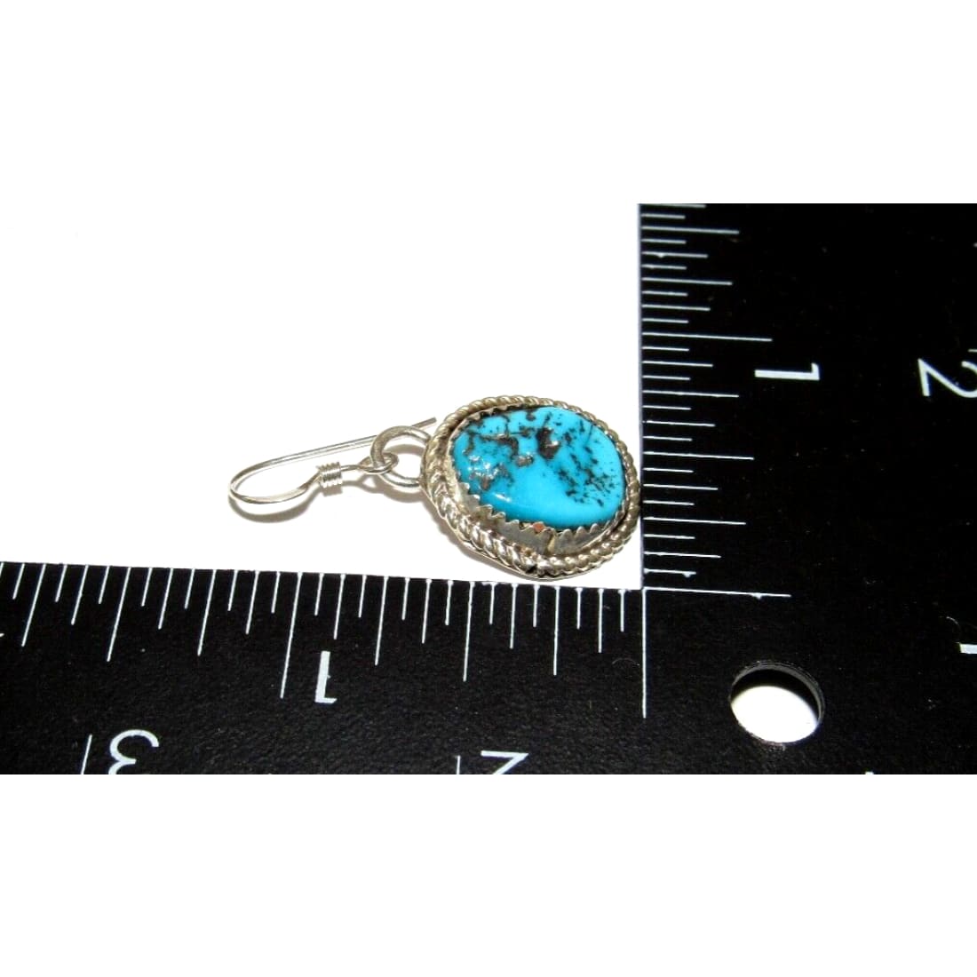 Navajo Kingman Dangle Drop Earrings Sterling Silver D.