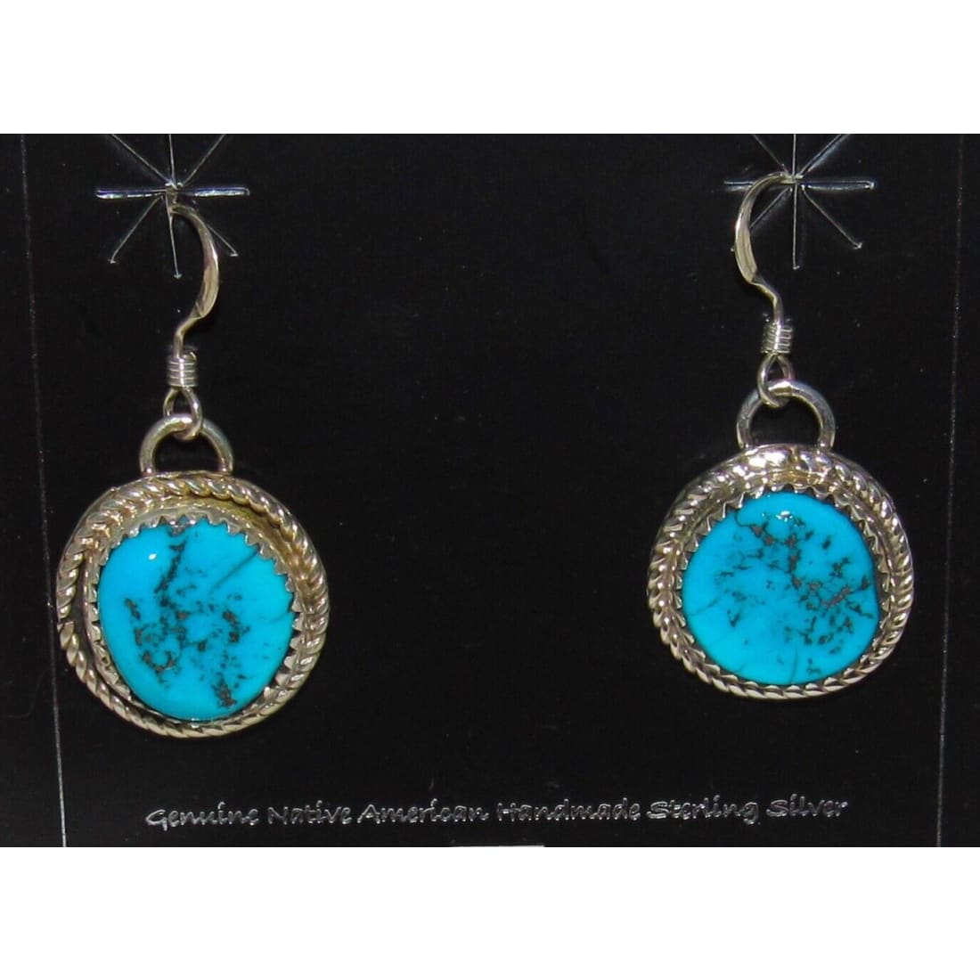Navajo Kingman Dangle Drop Earrings Sterling Silver D.