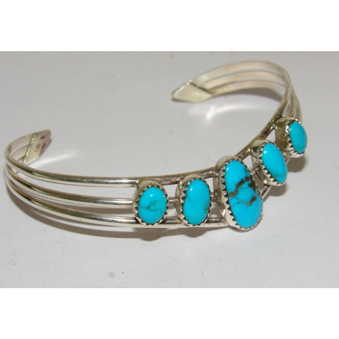 Navajo Kingman Turquoise Bracelet Sterling Silver Cuff