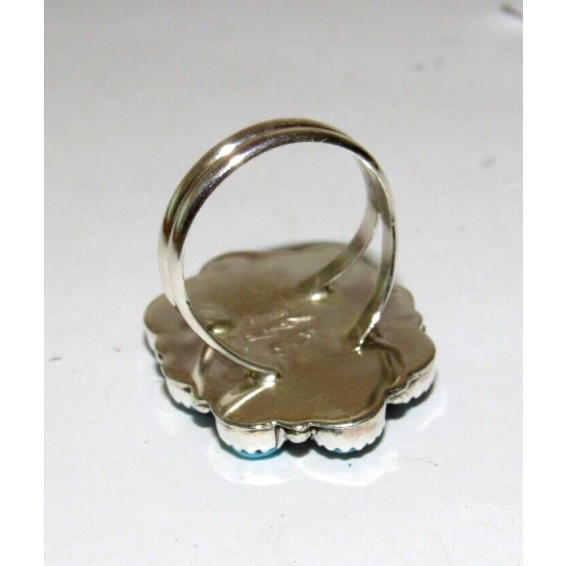 Navajo Kingman Turquoise Cluster Ring Sz 9.5 Sterling Silver