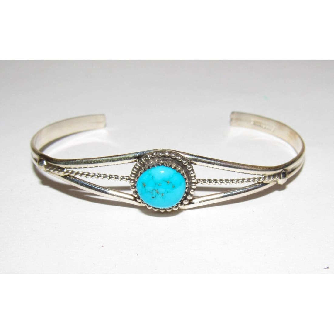 Navajo Kingman Turquoise Cuff Bracelet Sterling Silver