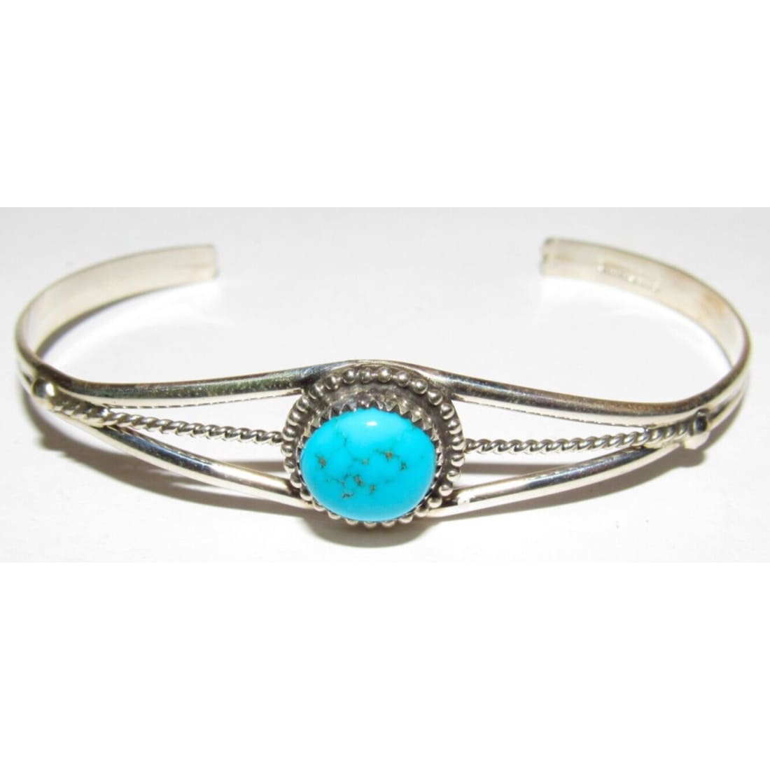 Navajo Kingman Turquoise Cuff Bracelet Sterling Silver