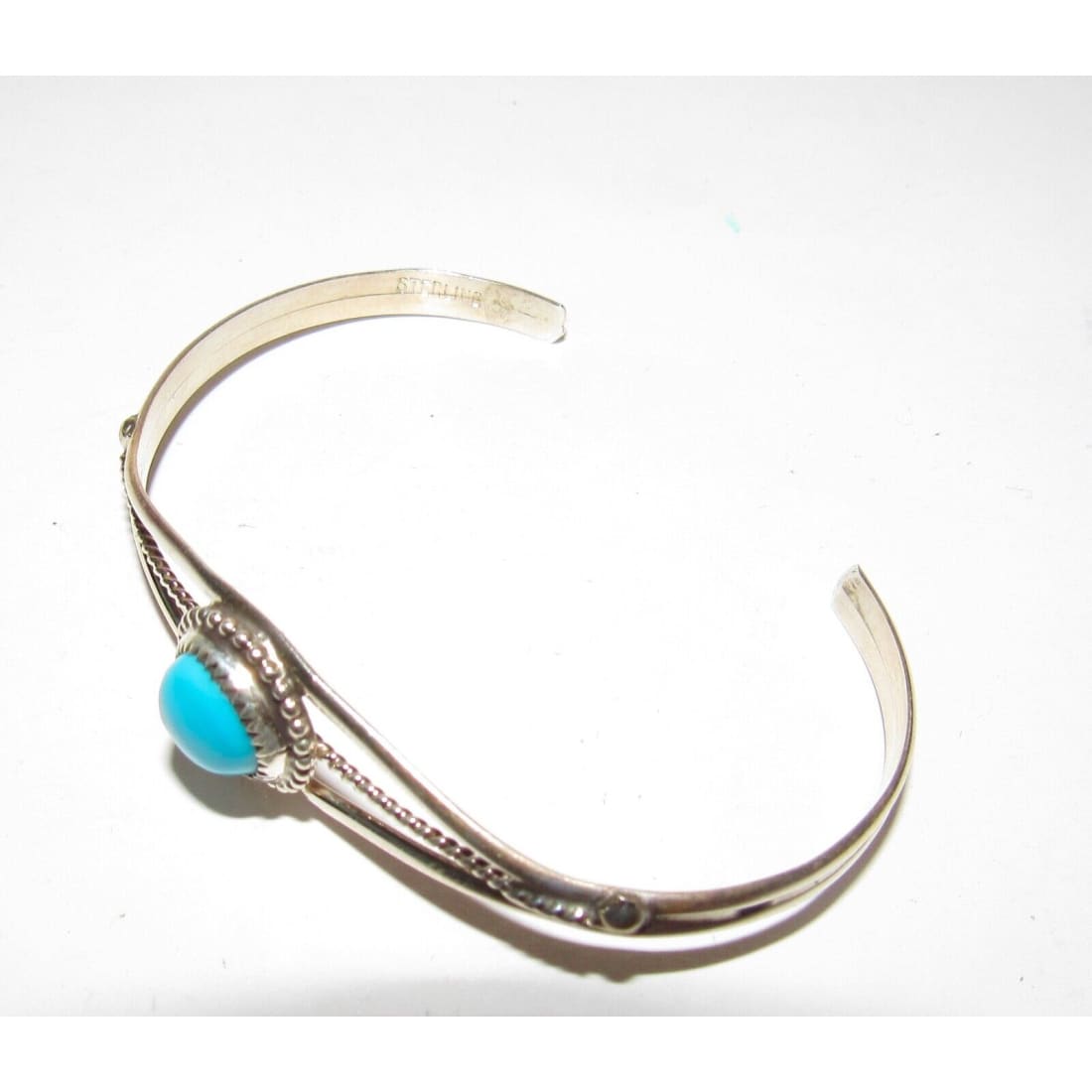 Navajo Kingman Turquoise Cuff Bracelet Sterling Silver