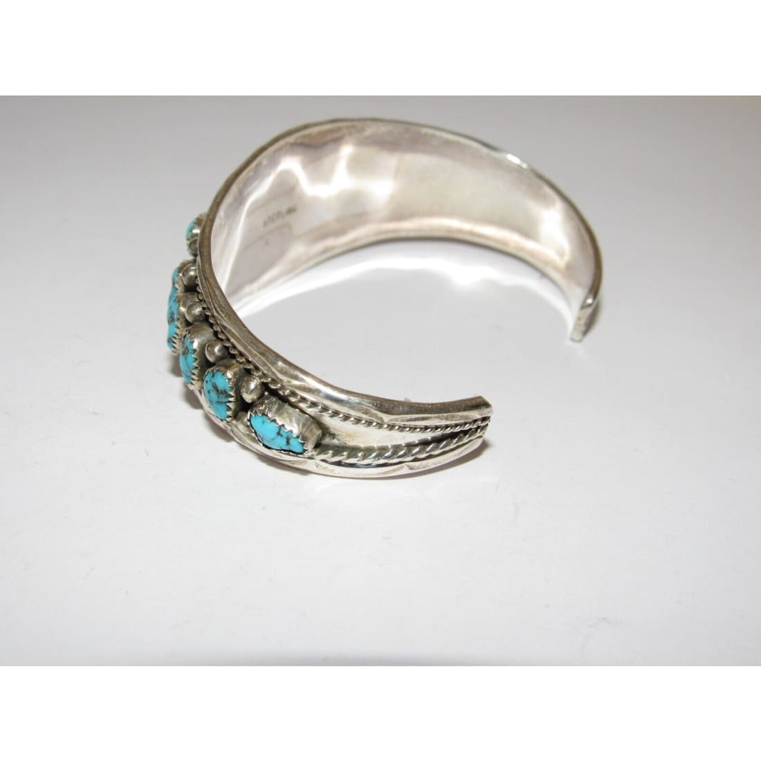 Navajo Kingman Turquoise Cuff Cluster Bracelet Sterling