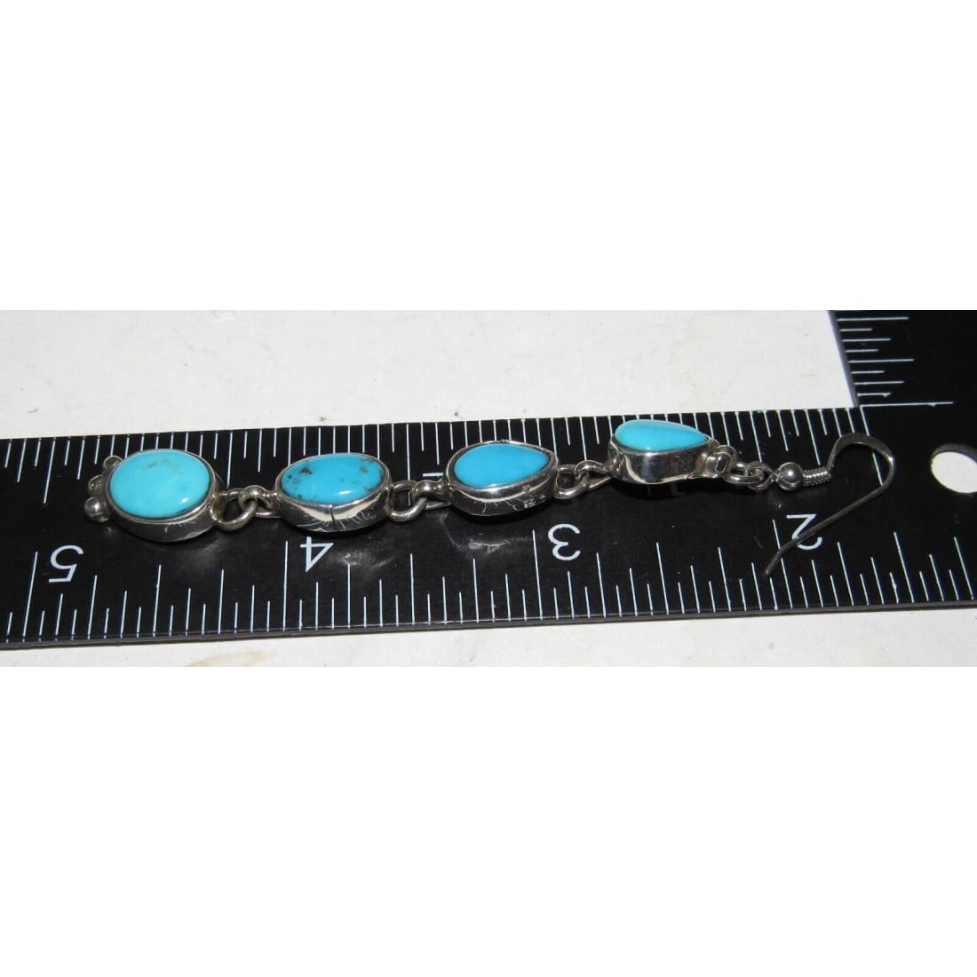 Navajo Kingman Turquoise Dangle Earrings Sterling Silver