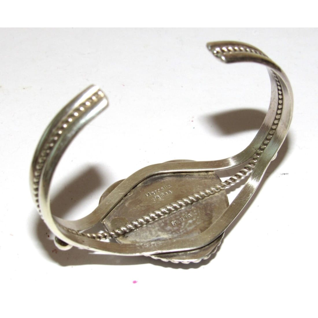 Navajo Kingman Turquoise Heart Cuff Bracelet Marcella James