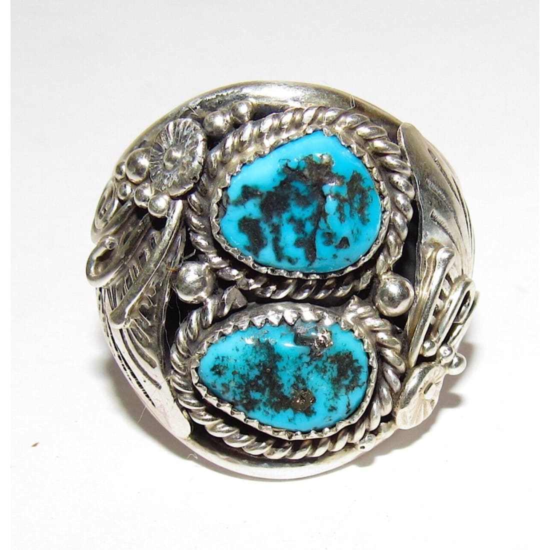 Navajo Kingman Turquoise Men Ring Size 12 Sterling Silver