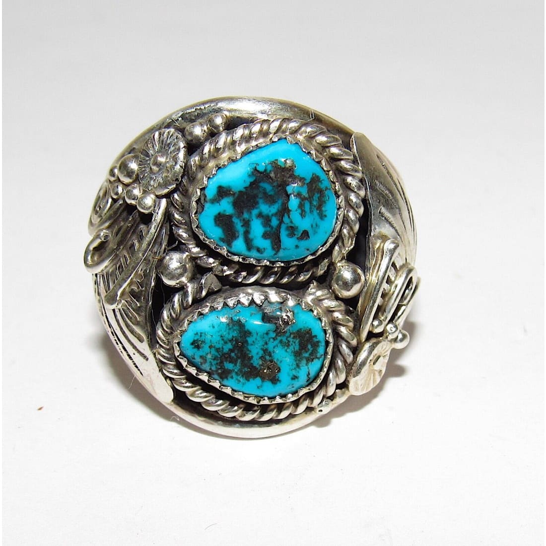 Navajo Kingman Turquoise Men Ring Size 12 Sterling Silver