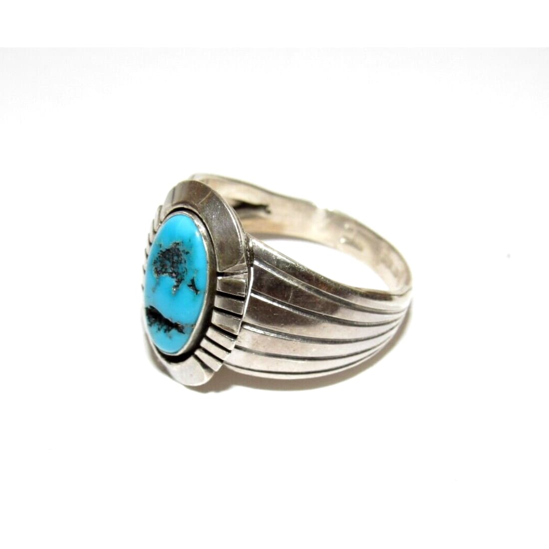 Navajo Kingman Turquoise Men Ring Size 12 Sterling Silver