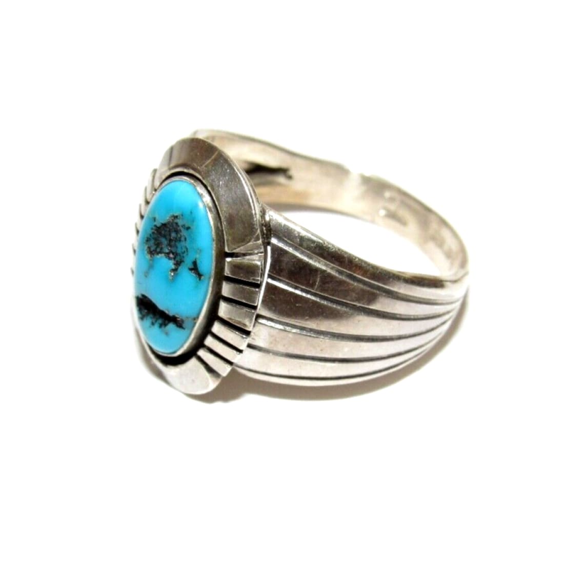 Navajo Kingman Turquoise Men Ring Size 12 Sterling Silver