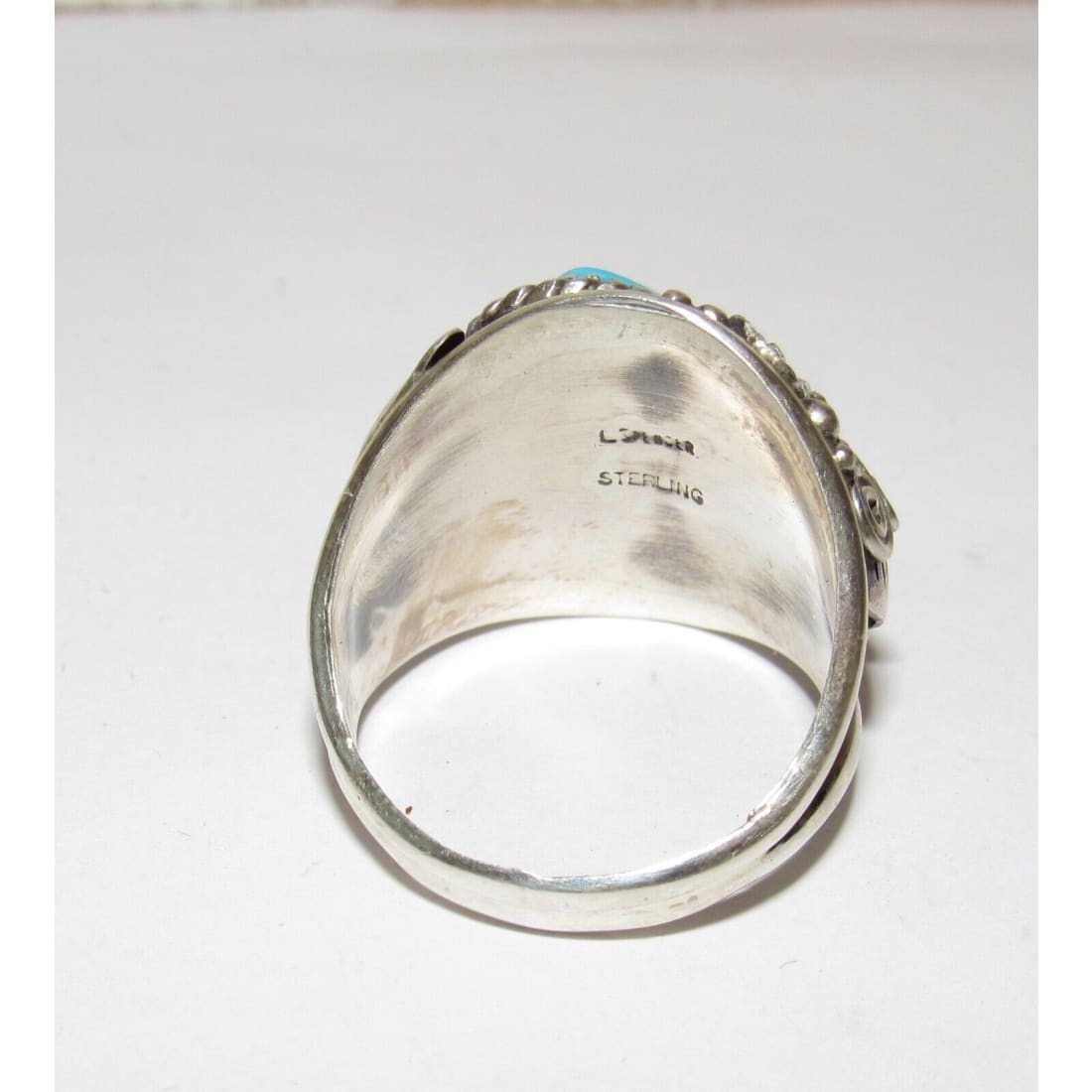 Navajo Kingman Turquoise Men Ring Size 12 Sterling Silver