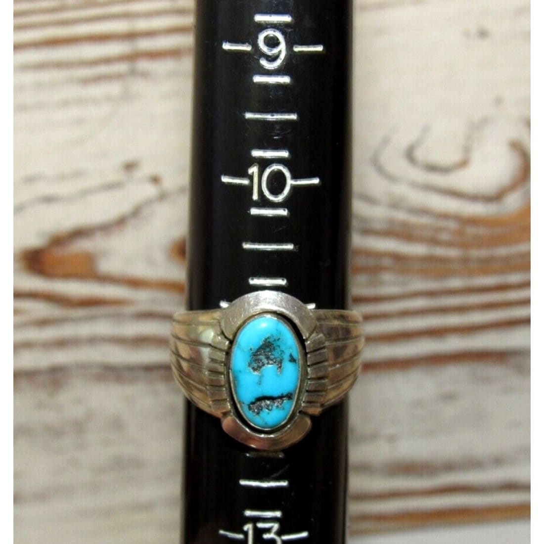 Navajo Kingman Turquoise Men Ring Size 12 Sterling Silver