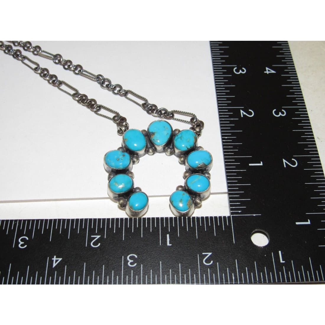 Navajo Kingman Turquoise Naja Necklace Squash Blossom