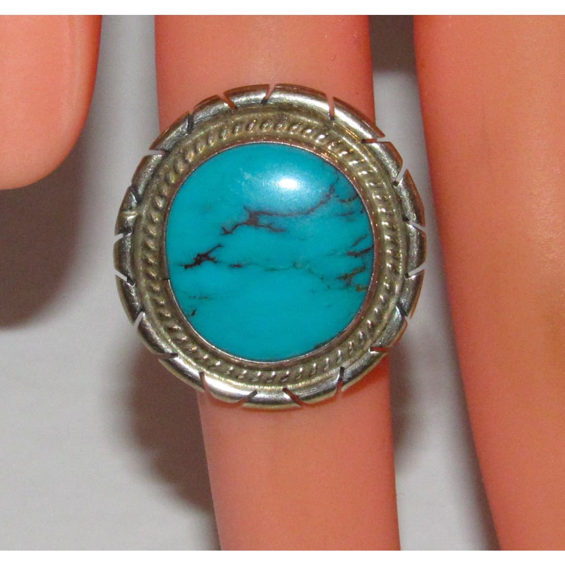 Navajo Kingman Turquoise Ring P. Skeets Sterling Silver