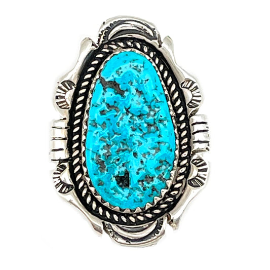 Navajo Kingman Turquoise Ring Sz 8 Sterling Silver Native