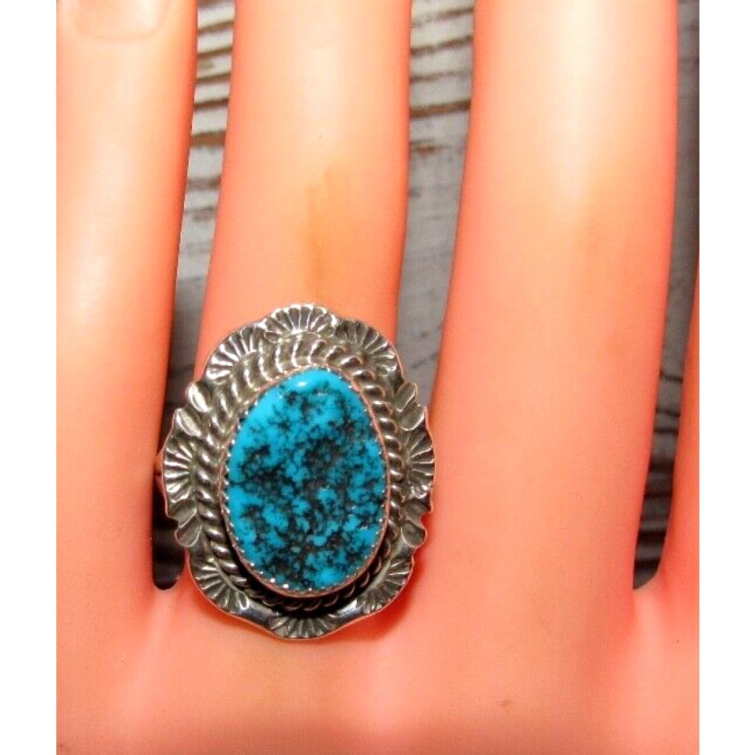 Navajo Kingman Turquoise Ring Sz 9 Sterling Silver Native