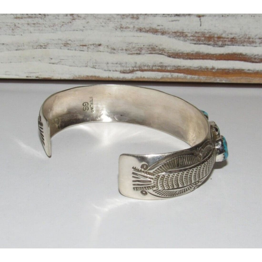 Navajo Kingman Turquoise Stacker Cuff Bracelet Sterling