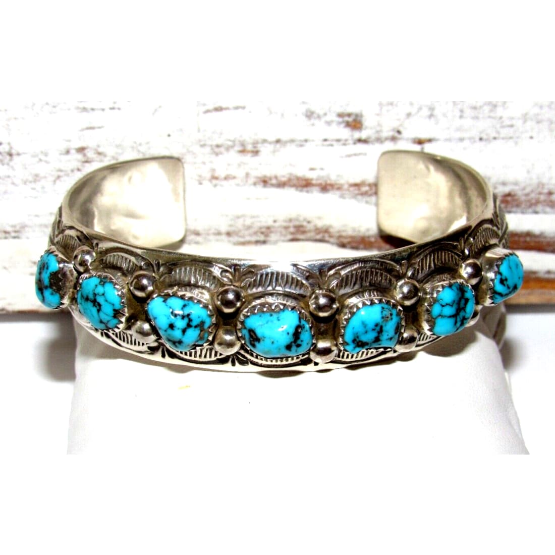 Navajo Kingman Turquoise Stacker Cuff Bracelet Sterling
