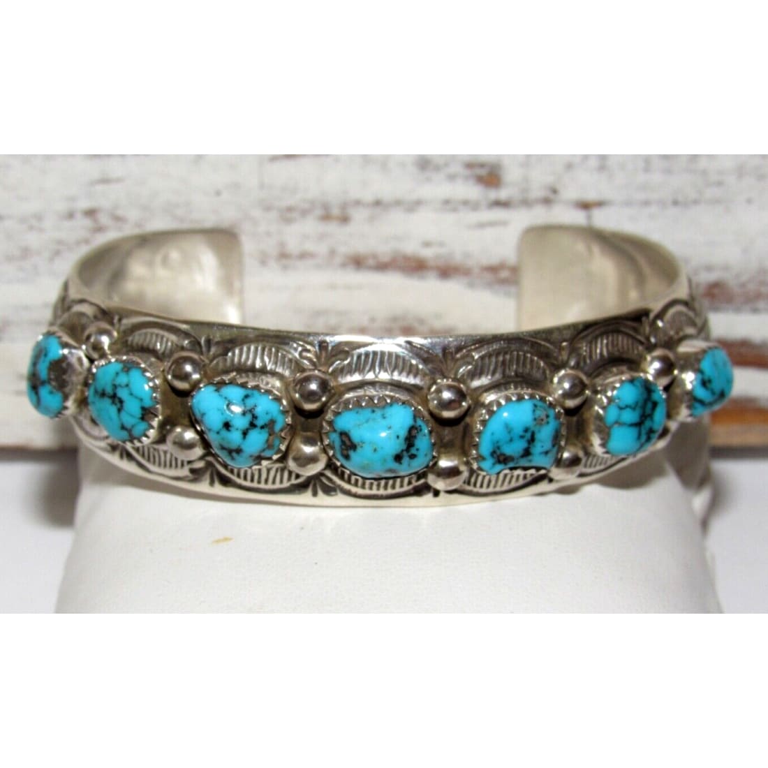 Navajo Kingman Turquoise Stacker Cuff Bracelet Sterling