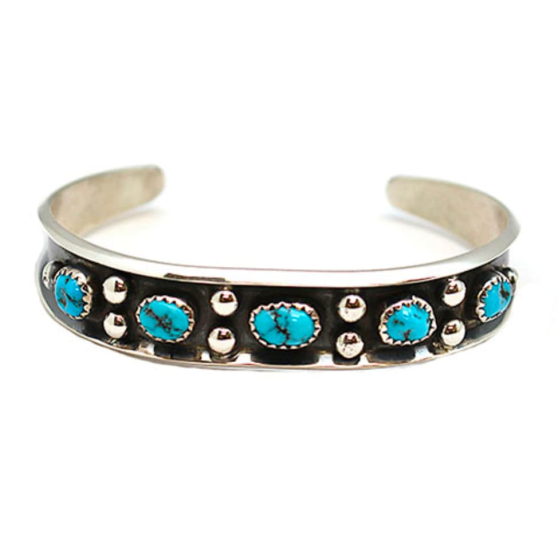 Navajo Kingman Turquoise Stacker Cuff Bracelet Sterling