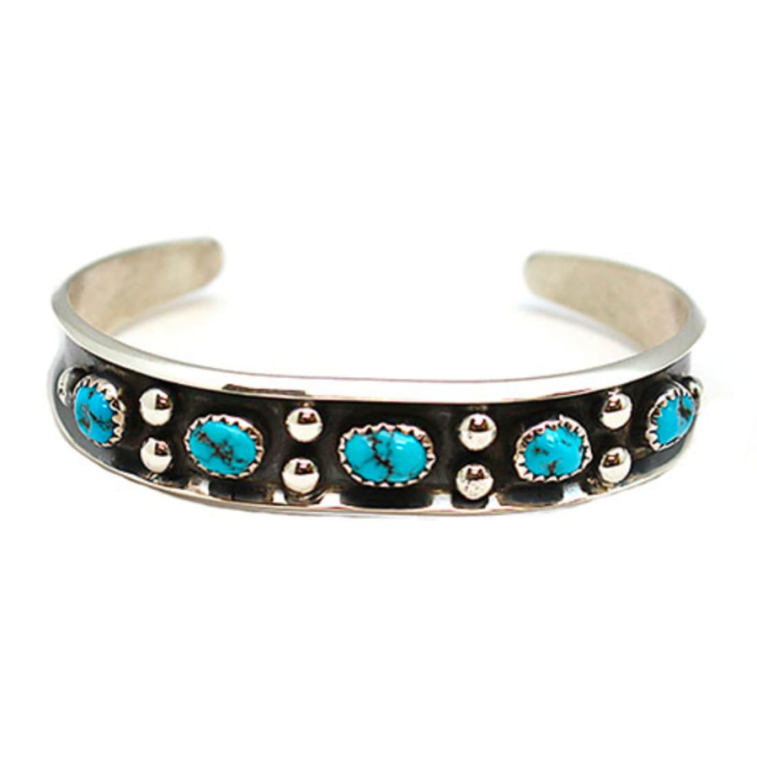 Navajo Kingman Turquoise Stacker Cuff Bracelet Sterling