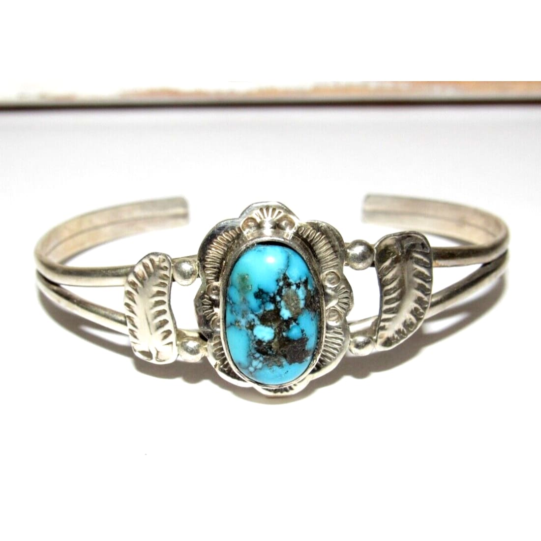 Navajo Kingman Turquoise Stacker Cuff Bracelet Sterling
