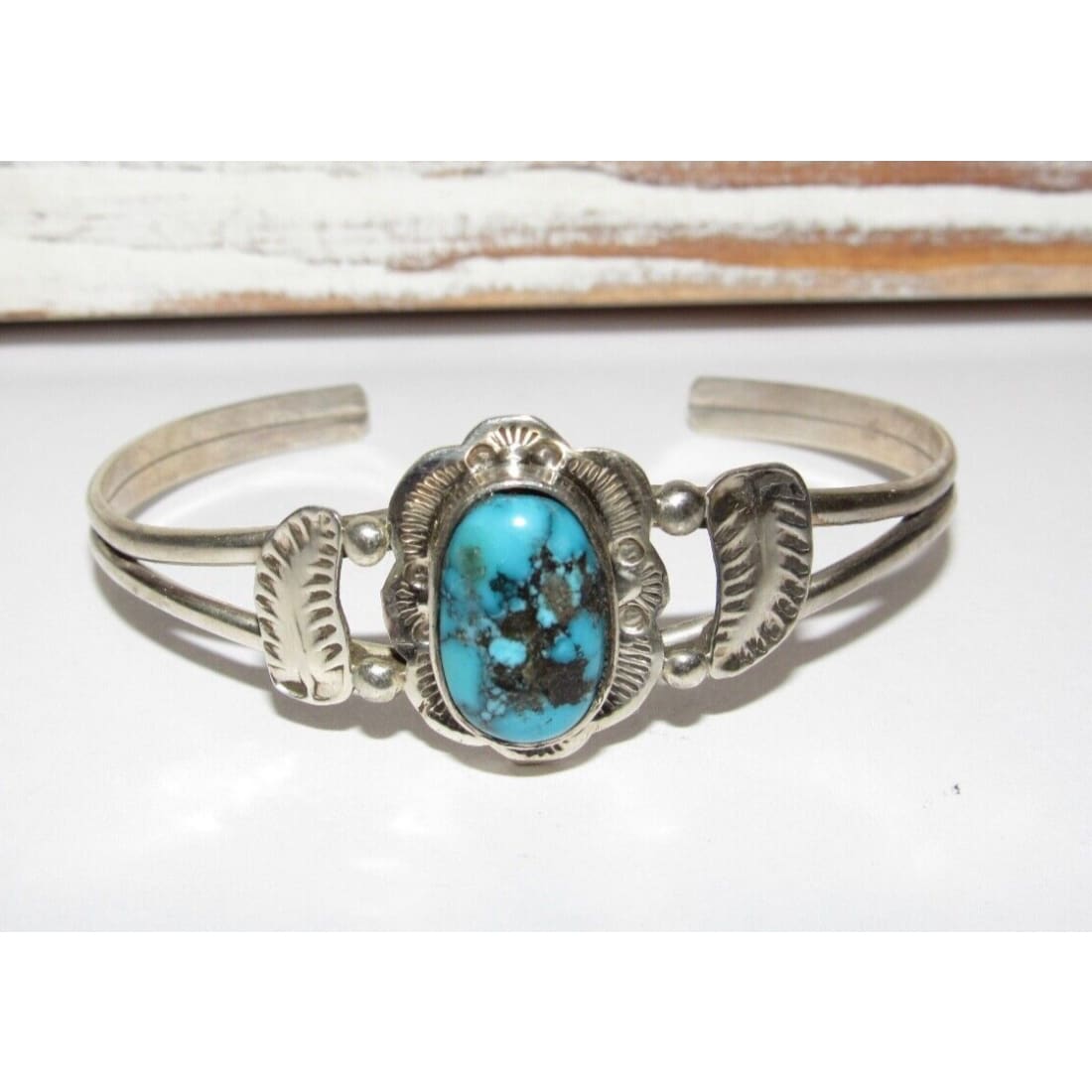 Navajo Kingman Turquoise Stacker Cuff Bracelet Sterling