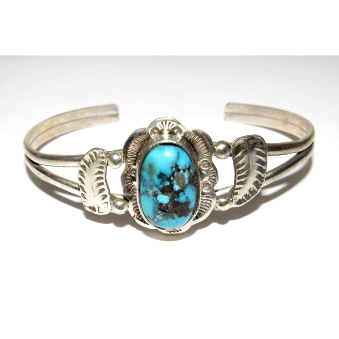 Navajo Kingman Turquoise Stacker Cuff Bracelet Sterling