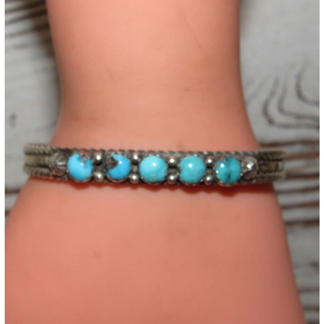 Navajo Kingman Turquoise Stacker Cuff Bracelet Sterling