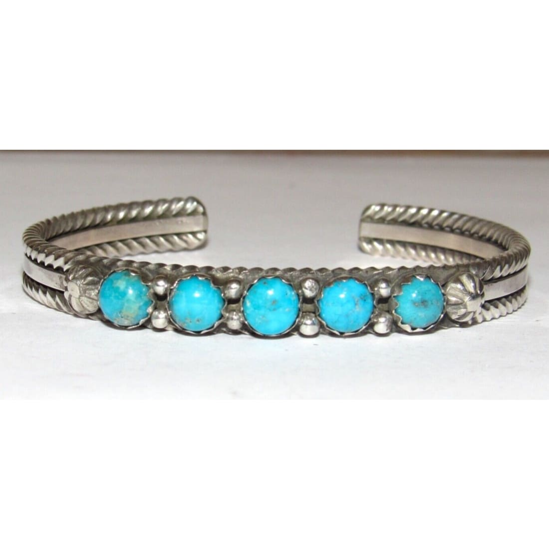 Navajo Kingman Turquoise Stacker Cuff Bracelet Sterling