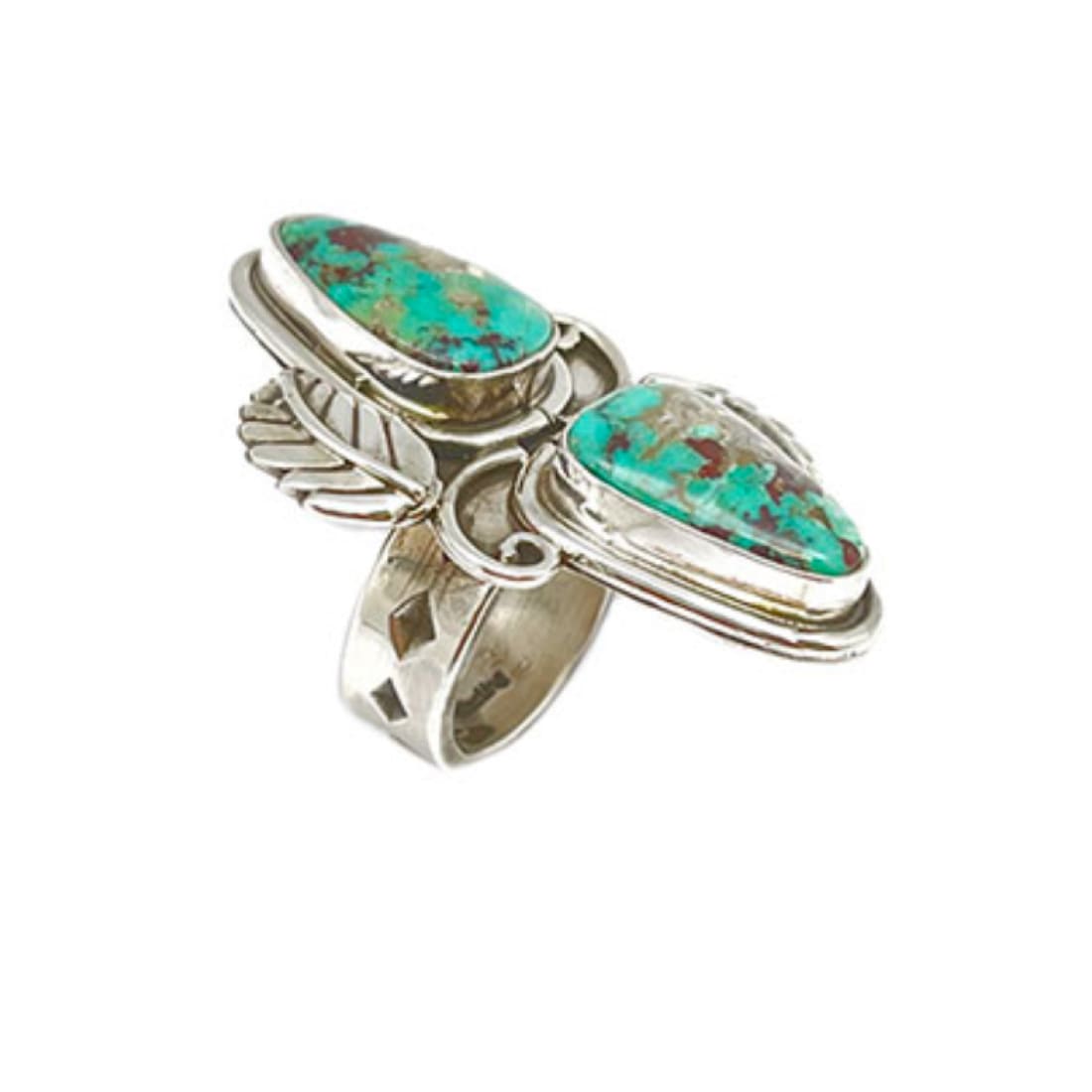 Navajo Kingman Turquoise Statement Ring Sz 6.5 Chris Etsitty