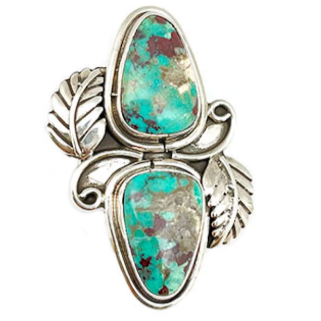 Navajo Kingman Turquoise Statement Ring Sz 6.5 Chris Etsitty