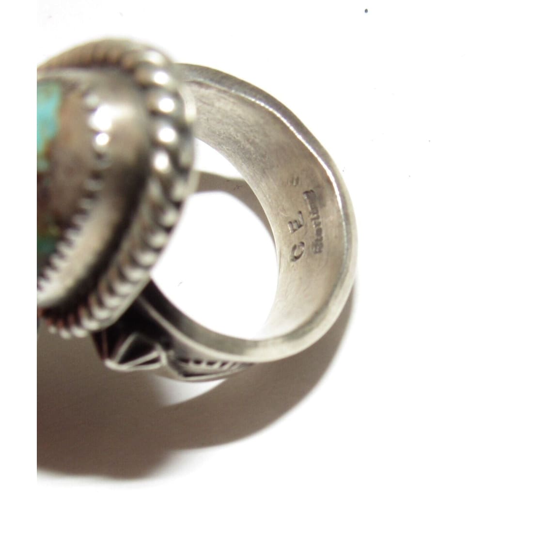 Navajo Kingman Turquoise Statement Ring Sz 8 Adjustable