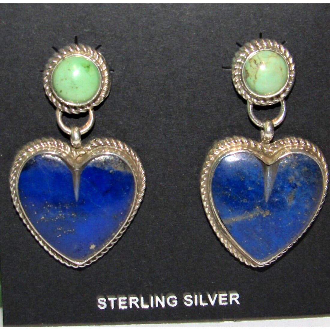 Navajo Lapis Heart Carico Lake Royston Turquoise Sterling