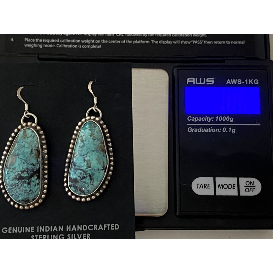 Navajo Morenci Turquoise Dangle Earrings Sterling Silver L