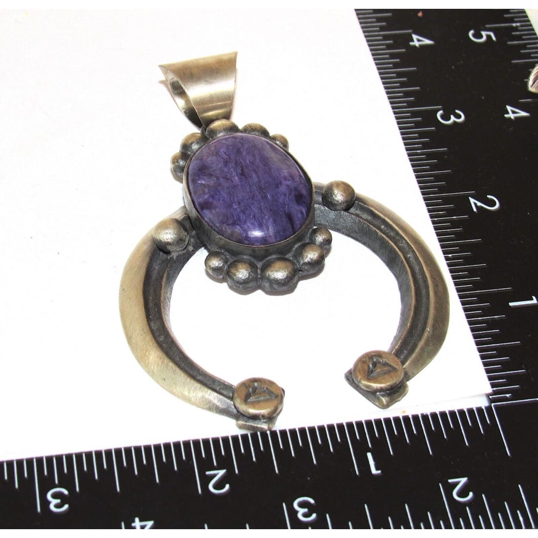 Massive Navajo Naja Pendant Purple Charoite Sterling Chimney