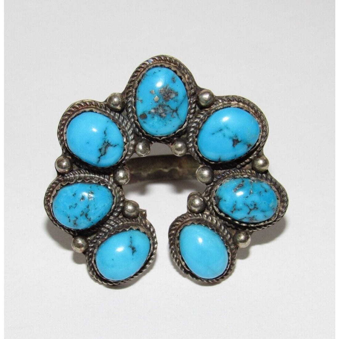 Navajo Naja Ring Size 7.5 Kingman Turquoise Statement Ring