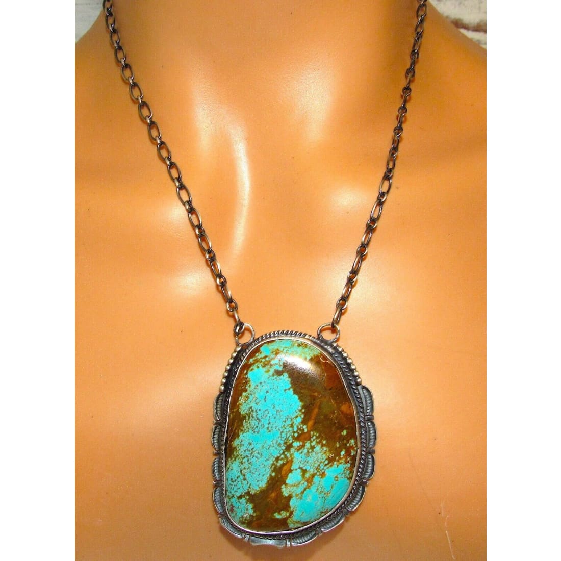 Massive Navajo Number 8 Turquoise Necklace Sterling Silver
