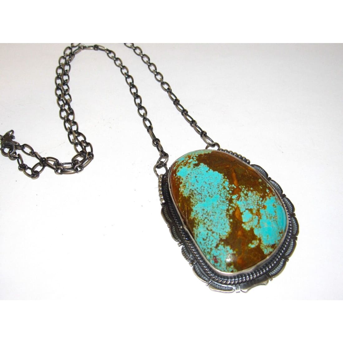 Massive Navajo Number 8 Turquoise Necklace Sterling Silver