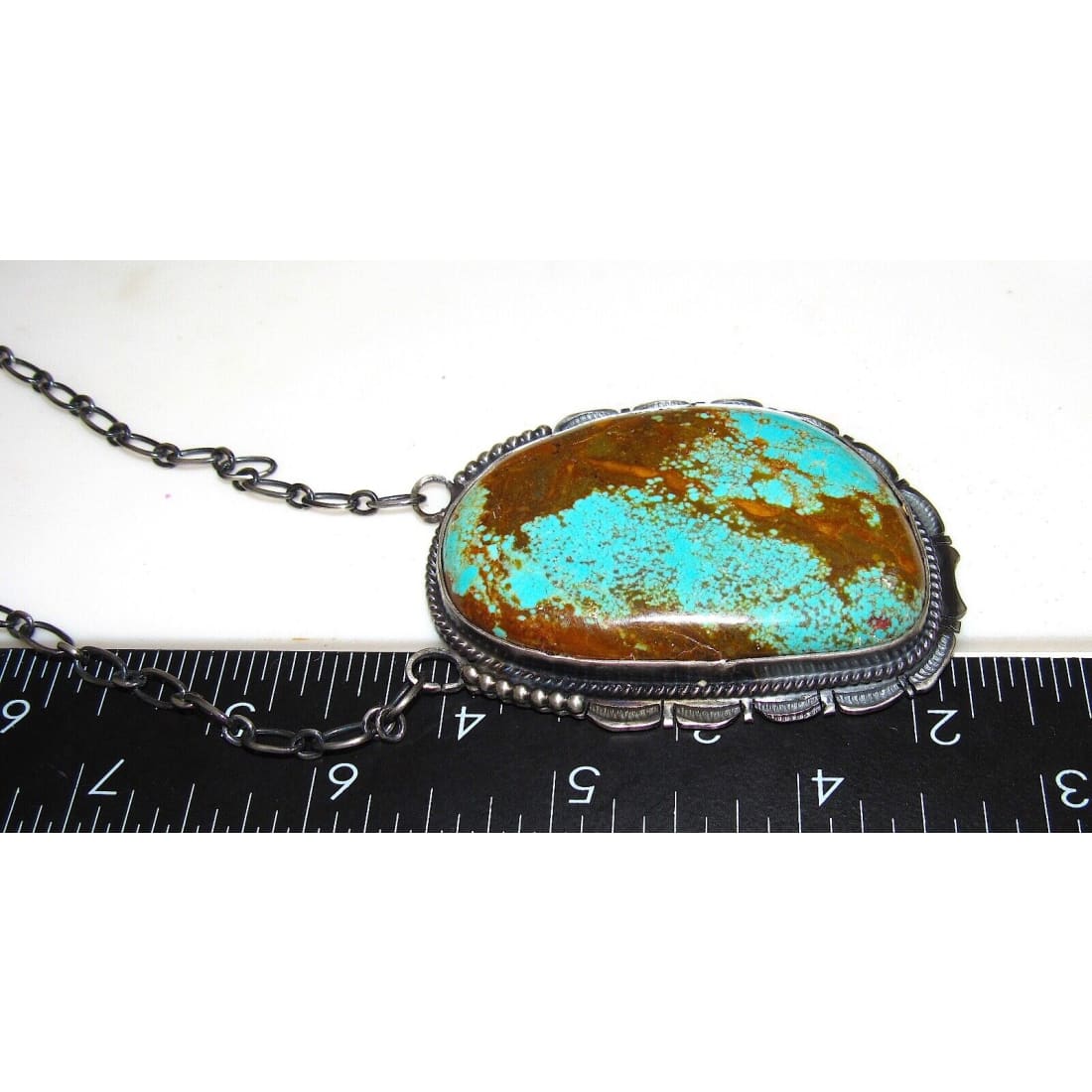 Massive Navajo Number 8 Turquoise Necklace Sterling Silver