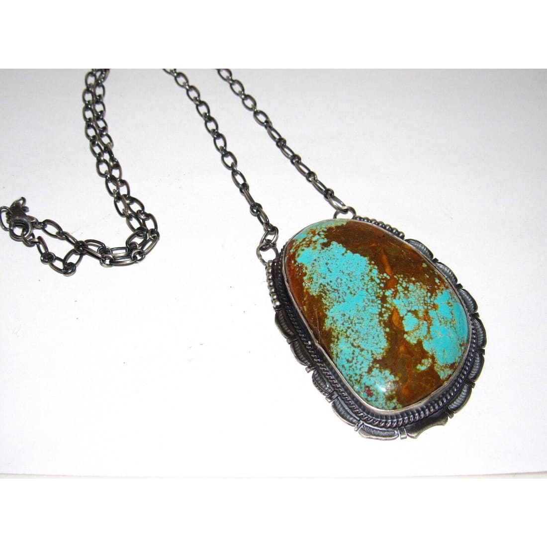 Massive Navajo Number 8 Turquoise Necklace Sterling Silver