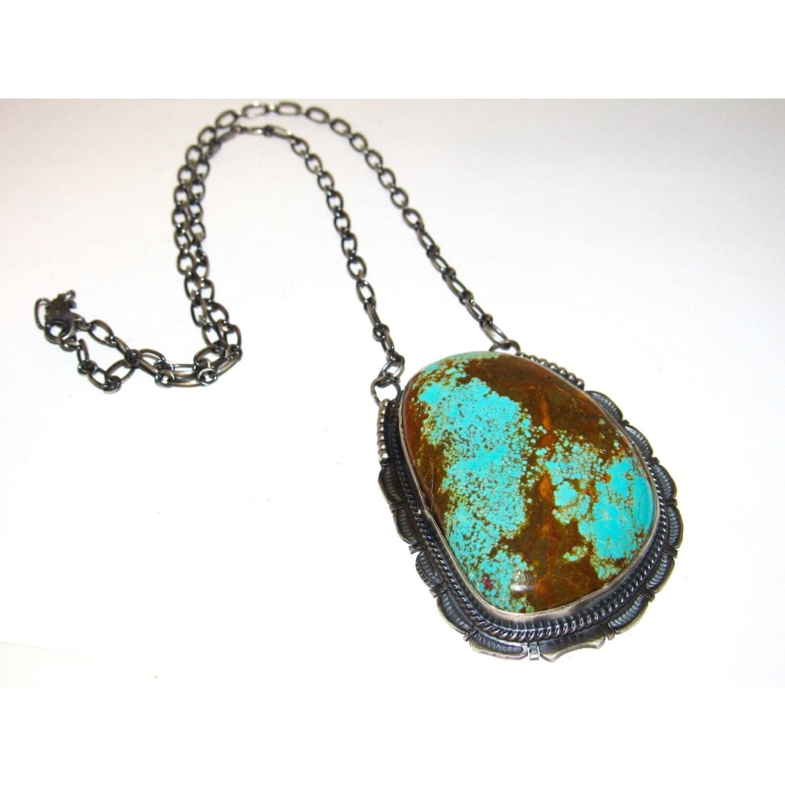 Massive Navajo Number 8 Turquoise Necklace Sterling Silver