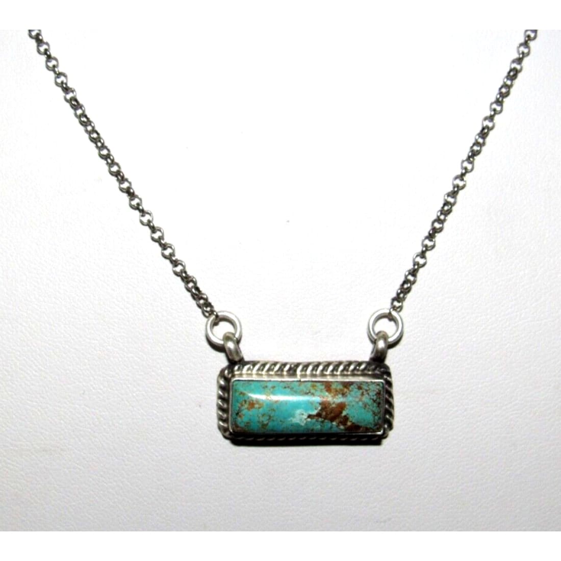 Navajo Number 8 Turquoise Bar Necklace Sterling Silver
