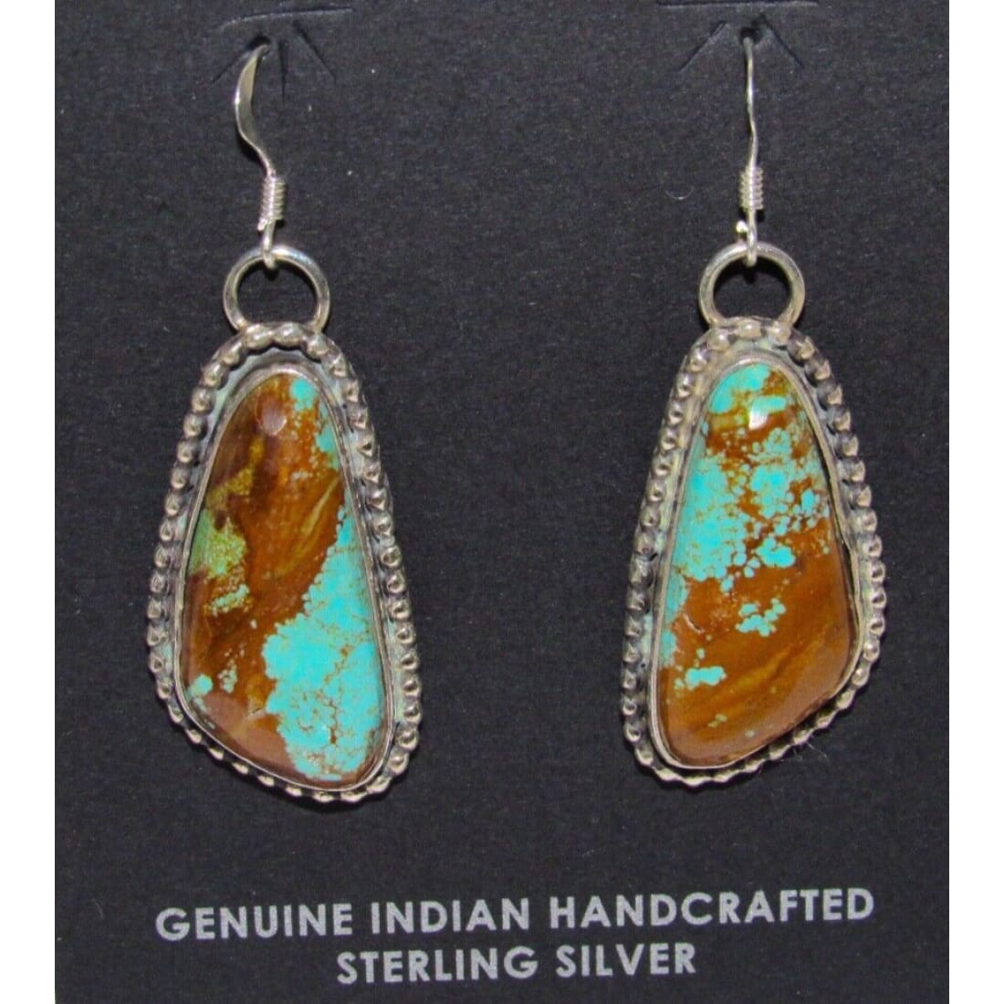 Navajo Number 8 Turquoise Dangle Earrings Sterling L Hurley