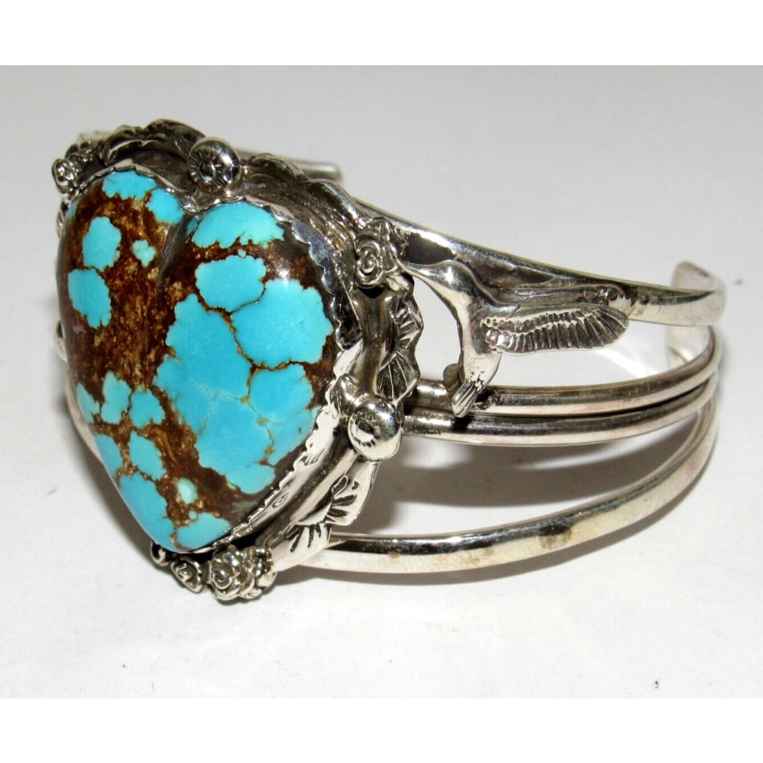 Navajo Number 8 Turquoise Heart Cuff Bracelet Adam Fierro