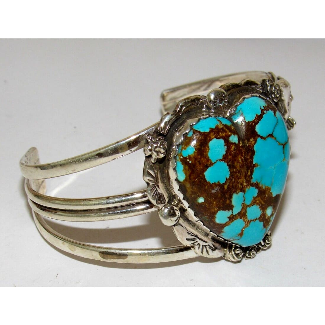 Navajo Number 8 Turquoise Heart Cuff Bracelet Adam Fierro